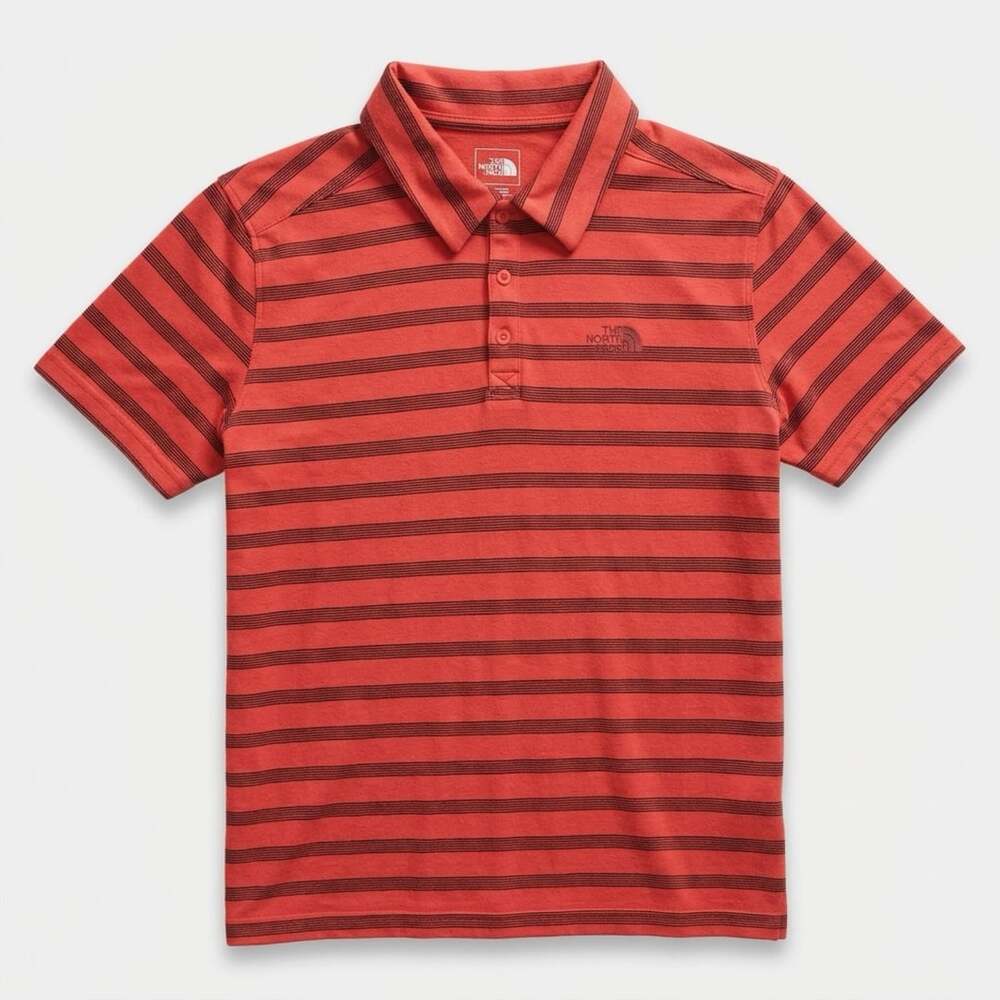 The North Face Plaited Crag Polo Size XL Red Striped FlashDry Shirt